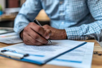 Man signing official looking documents