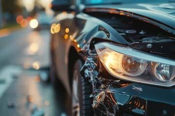 a car with a damaged front bumper