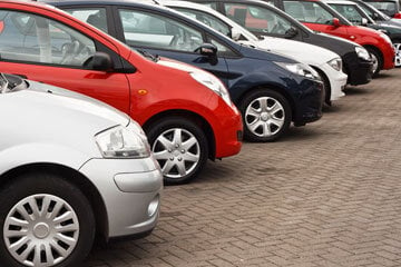 Cars parked in a row