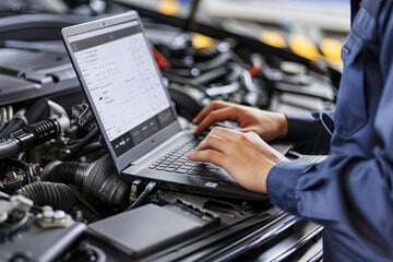 Mechanic remapping a car