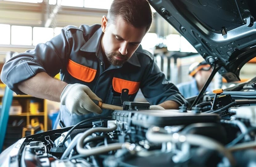 mechanic working on a car