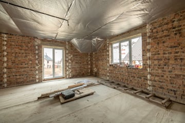 The interior of a house that is being rebuilt