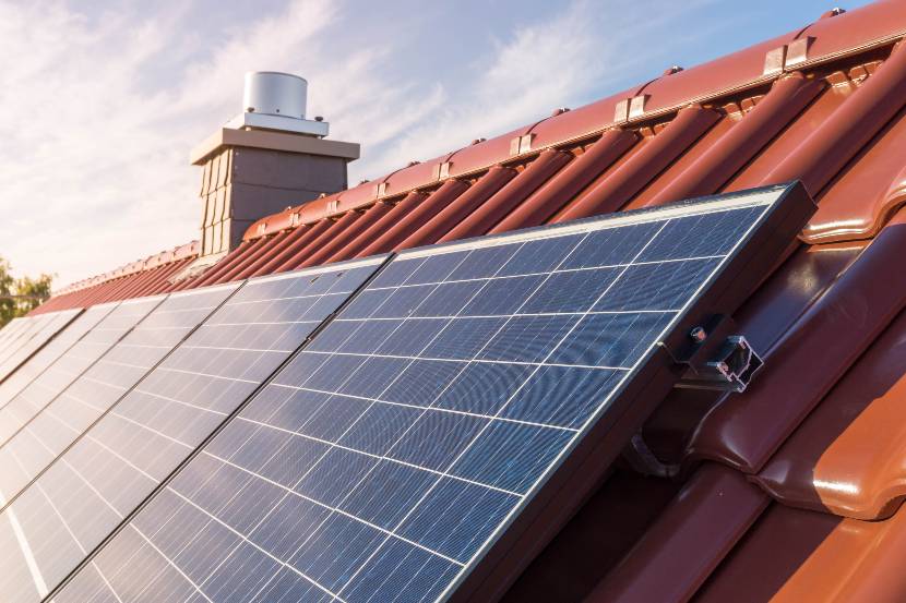 Solar panel on the roof of a house