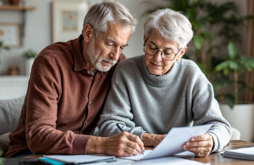 old people planning their funeral cover