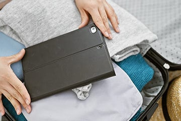 Tablet device in a suitcase