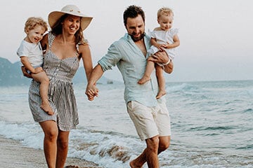 A happy family on the beach