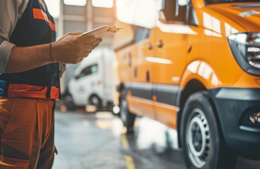 Mechanic looking at Van MOT checklist